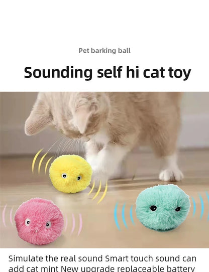 Interactive Plush Cat Toy Ball – Squeak & Catnip Training Fun